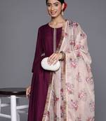Ethnic Motifs Zari Embroidered Regular Kurta With Trousers & Dupatta