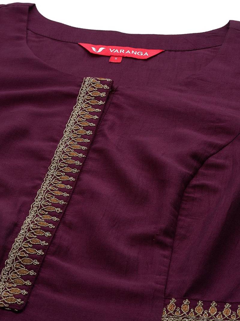 Ethnic Motifs Zari Embroidered Regular Kurta With Trousers & Dupatta