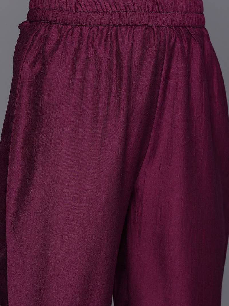 Ethnic Motifs Zari Embroidered Regular Kurta With Trousers & Dupatta
