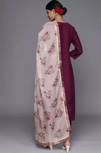 Ethnic Motifs Zari Embroidered Regular Kurta With Trousers & Dupatta