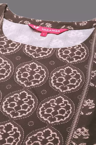 Women Coffee Brown Ethnic Motifs Printed Winter Kurta with Trousers