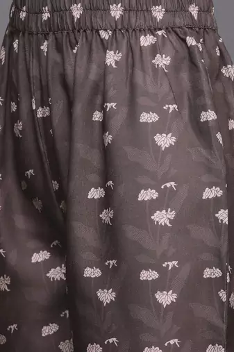 Women Coffee Brown Ethnic Motifs Printed Winter Kurta with Trousers