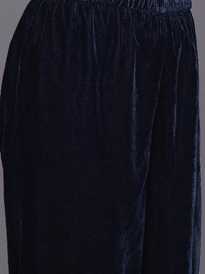 Women Winter Velvet Embroidered Kurta with Trousers & With Dupatta 3
