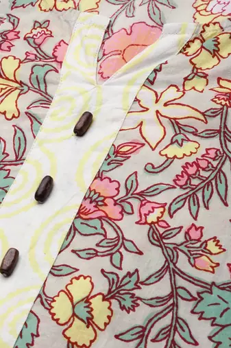 Women Sea Green & Mustard Yellow Printed Kurta with Trousers