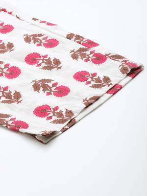 Women Peach-Coloured Pure Cotton Ethnic Motifs Printed Kurta with Trousers 7
