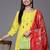 Women Lime Green Yoke Design Thread Work Kurta with Trousers & Dupatta