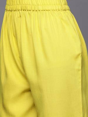 Women Lime Green Yoke Design Thread Work Kurta with Trousers & Dupatta 3