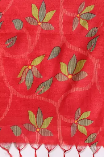 Women Lime Green Yoke Design Thread Work Kurta with Trousers & Dupatta