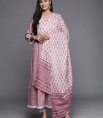 Floral Printed Pure Cotton Kurta with Trousers & With Dupatta