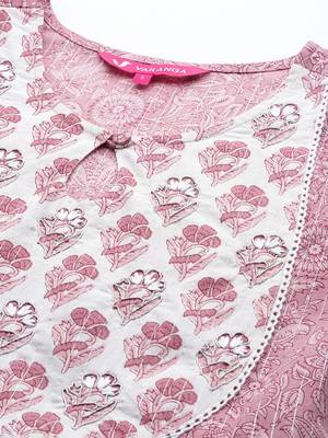 Floral Printed Pure Cotton Kurta with Trousers & With Dupatta 2