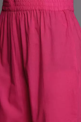 Women Pink Bandhani Printed Gotta Patti Pure Cotton Kurta with Trousers & With Dupatta