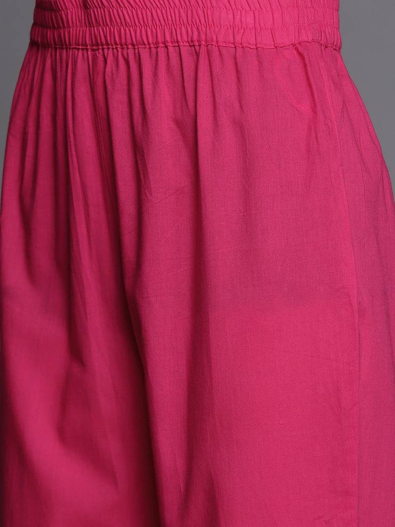 Women Pink Bandhani Printed Gotta Patti Pure Cotton Kurta with Trousers & With Dupatta