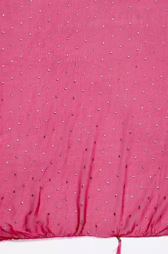 Women Pink Bandhani Printed Gotta Patti Pure Cotton Kurta with Trousers & With Dupatta