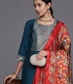 Ethnic Motifs Yoke Design Gotta Patti Kurta with Trousers & Dupatta