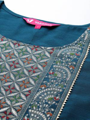 Ethnic Motifs Yoke Design Gotta Patti Kurta with Trousers & Dupatta 2