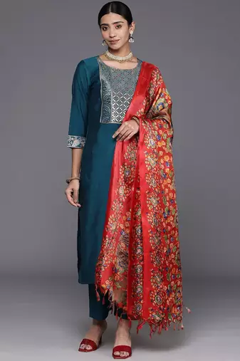 Ethnic Motifs Yoke Design Gotta Patti Kurta with Trousers & Dupatta
