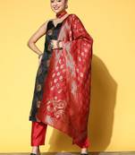 Ethnic Motifs Woven Design Kurta With Trousers & Dupatta