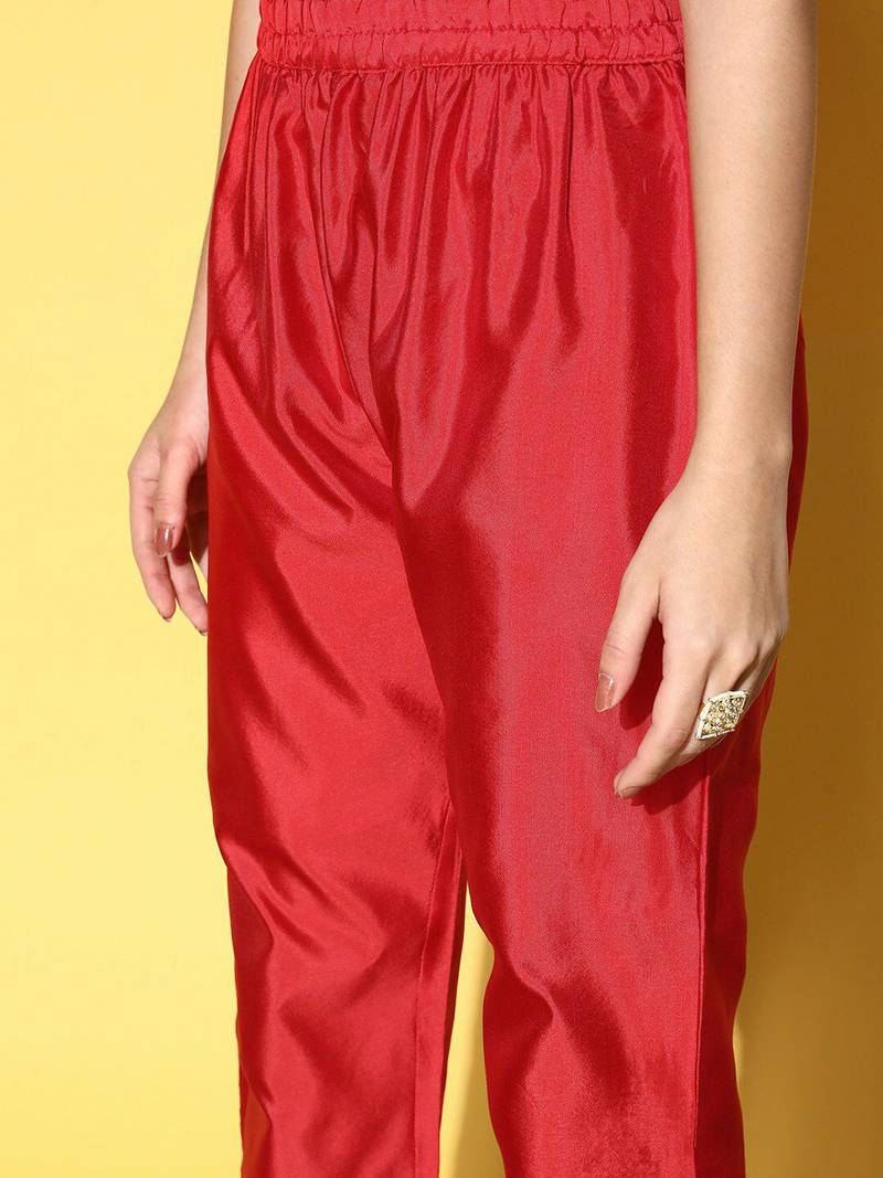 Ethnic Motifs Woven Design Kurta With Trousers & Dupatta