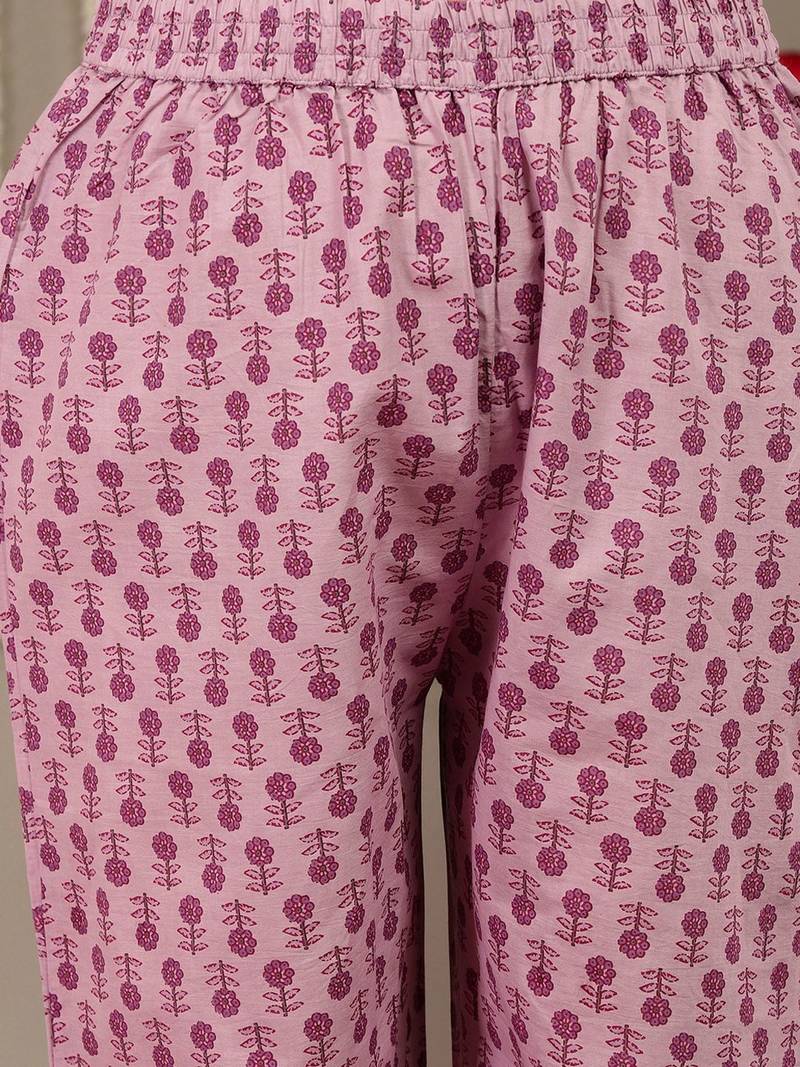 Floral Printed Regular Gotta Patti Pure Cotton Kurta With Trousers & Dupatta
