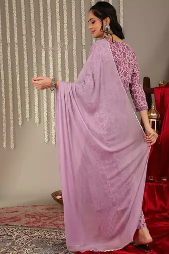 Floral Printed Regular Gotta Patti Pure Cotton Kurta With Trousers & Dupatta