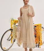 Ethnic Motifs Embroidered Sequinned Kurta & Trousers With Dupatta