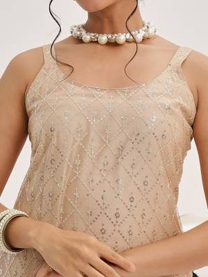 Ethnic Motifs Embroidered Sequinned Kurta & Trousers With Dupatta 2