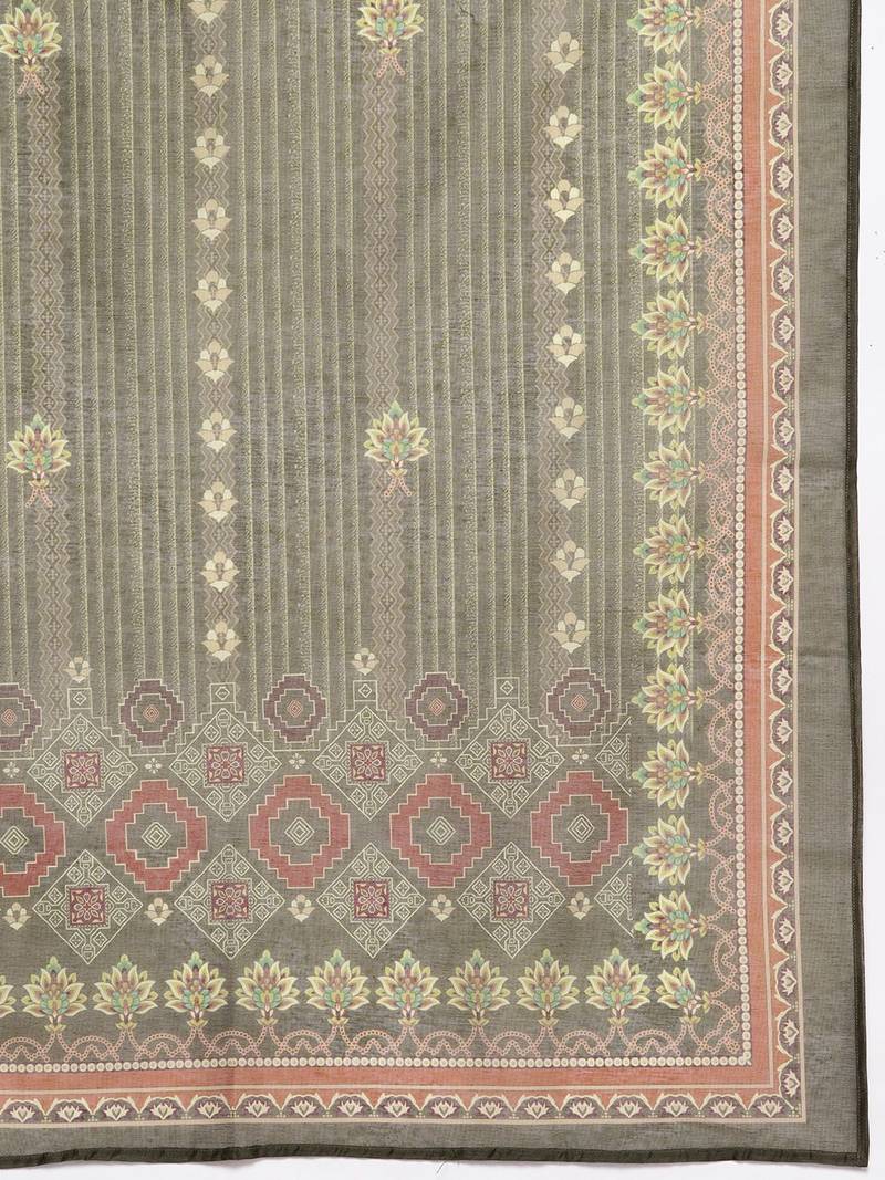 Women Ethnic Motifs Printed Chanderi Silk Kurta with Trousers & With Dupatta