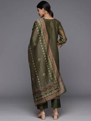 Women Ethnic Motifs Printed Chanderi Silk Kurta with Trousers & With Dupatta 6