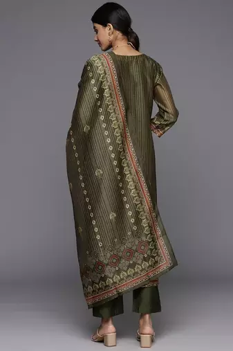 Women Ethnic Motifs Printed Chanderi Silk Kurta with Trousers & With Dupatta