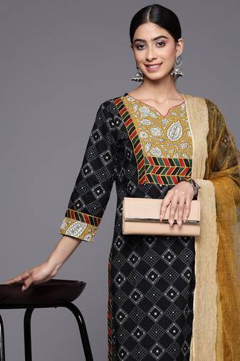 Printed Regular Pure Cotton Kurta With Palazzos & Dupatta