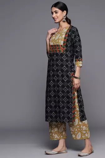 Printed Regular Pure Cotton Kurta With Palazzos & Dupatta