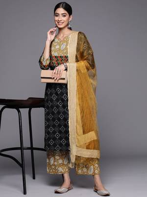 Printed Regular Pure Cotton Kurta With Palazzos & Dupatta 8