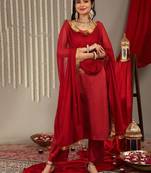 Woven Design Kurta with Trousers & Dupatta