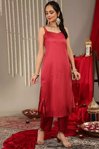 Woven Design Kurta with Trousers & Dupatta