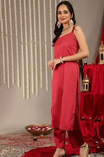 Woven Design Kurta with Trousers & Dupatta