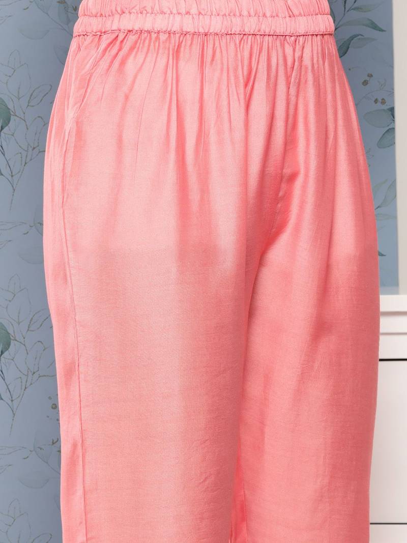 Women Pink Ombre Embroidered Sequinned Kurta with Trousers & With Dupatta