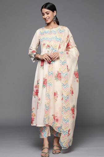 Women Floral Printed Keyhole Neck Empire Kurta Set