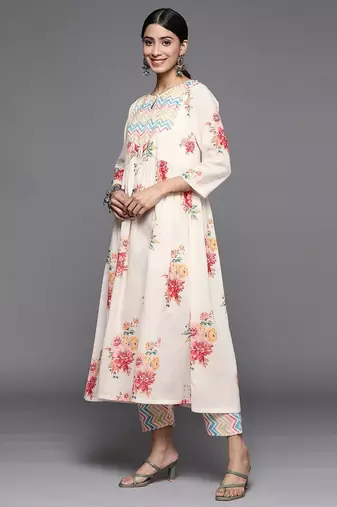 Women Floral Printed Keyhole Neck Empire Kurta Set