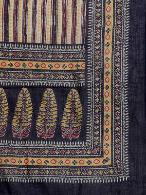 Women Navy Blue Ethnic Motifs Printed Pure Cotton Kurta with Trousers & With Dupatta 4