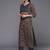 Women Navy Blue Ethnic Motifs Printed Pure Cotton Kurta with Trousers & With Dupatta