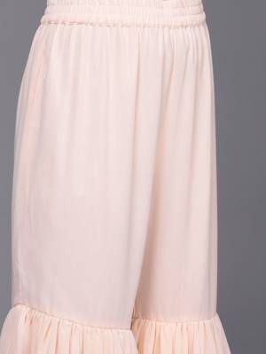 Women Peach-Coloured Floral Sequinned Kurta with Sharara & With Dupatta 3