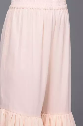 Women Peach-Coloured Floral Sequinned Kurta with Sharara & With Dupatta