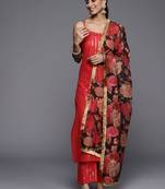 Women Red Gotta Patti Pure Cotton Kurta with Trousers & Dupatta