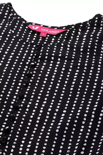 Women Black Printed Pure Cotton Kurta with Palazzos & Dupatta