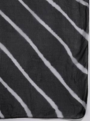 Women Black Printed Pure Cotton Kurta with Palazzos & Dupatta 4