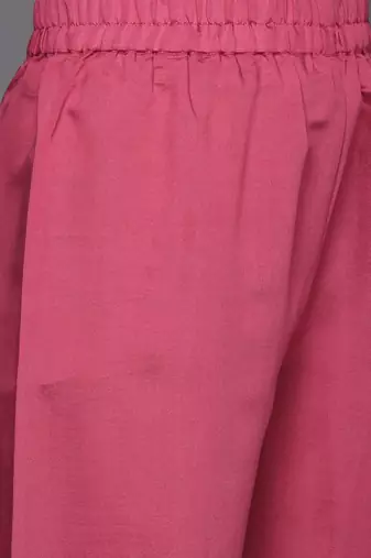 Women Pink Ethnic Motifs Embroidered Thread Work Kurta with Trousers & With Dupatta