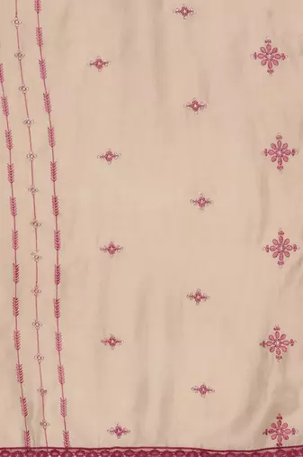 Women Pink Ethnic Motifs Embroidered Thread Work Kurta with Trousers & With Dupatta