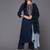 Women Navy Blue & Golden Ethnic Motifs Embroidered Kurta with Trousers & Dupatta