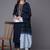 Women Navy Blue & Golden Ethnic Motifs Embroidered Kurta with Trousers & Dupatta