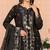 Black embroidered cotton semi-stitched pakistani salwar suit